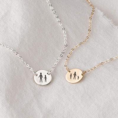 China Pendant With Two Holes eManco Customized 9/13/15mm Family Kids Dog Choker Necklace Coin 316L Stainless Steel Necklace Women Serious Jewelry for sale