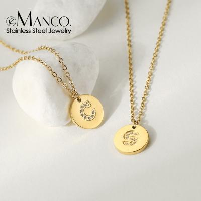 China Environmental Friendly eManco 26 Initials Letter Pendant Necklace For Women Gold Diamond A-Z Necklace With Letter DIY Custom Chain Kids Hip Hop Jewelry for sale