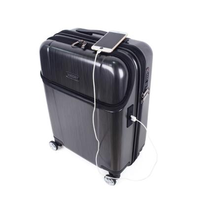 China Fashionable Newcom business cabin trolley luggage,smart luggage usb,ABS luggage front open suitcase for sale