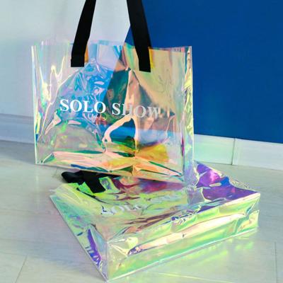 China 100% Custom Eco-friendly Transparent PVC Shopping Bags, 2020 Fashion PVC Reusable Tote Bags for sale