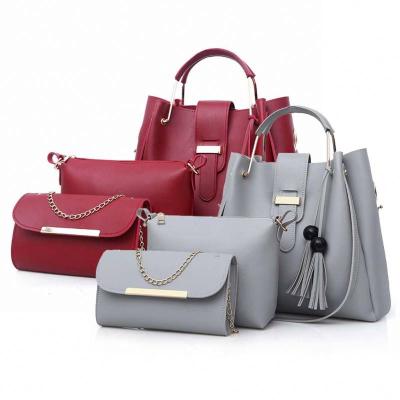 China Hot Sale Zipper Closure 3 Pieces PU Leather Tote Bag For Women Luxury Tassel Handbag Set for sale