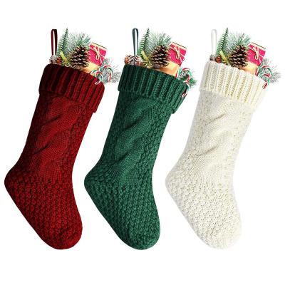 China Christamas Home Decoration Knitted White Christmas Stocking Personalized Christmas Stockings for sale