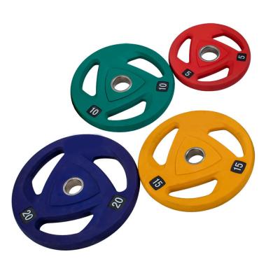 China Durable Competition Barbell Color Plate Bumper Rubber Coated Weight Plates For Weightlifting Training for sale