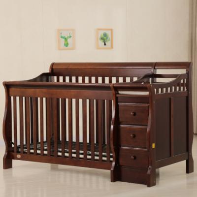 China 2021 New Style Traditional Cabin Bed Multifunctional Wooden Baby Crib With Storage Chest for sale