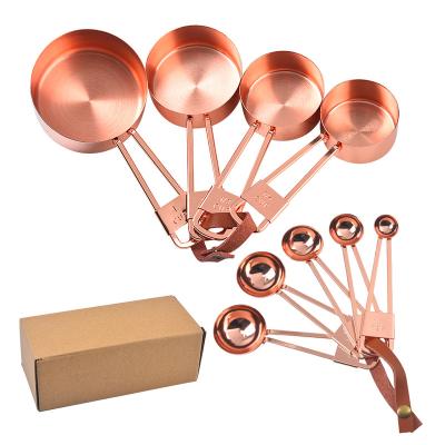 China Viable Color Gold Stainless Steel Titanium Measuring Cups And Spoons 9pcs 5pcs 4pcs Set for sale