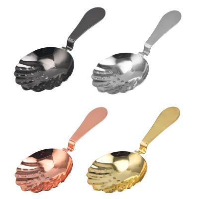 China Viable Car Tool Stainless Steel Colorful Round Mirror Polished Ice Strainer Spoon for sale