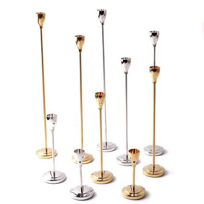 China Home Gold Candlestick Metal Candelabra Holder Floor Vintage Decoration Basket and Short Wire Votive Candle Holder for sale