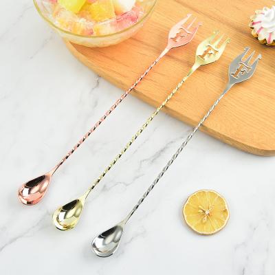 China Minimalist 1/6 Silver Food Grade Race Tool Mixing Long Handle Stirring Spoon Metal 304 Stainless Steel Bar Cocktail Spoon Material Assembled for sale