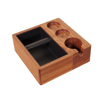 China Sustainable hot sale customcoffee hang box woodencoffee grounds tamper station wood for sale