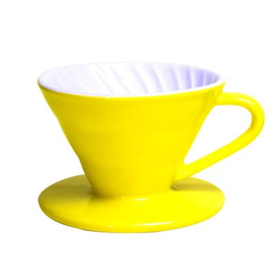 China Sustainable Hot Selling Ceramic Coffee Filter With Handle Pour Over Coffee Dripper for sale