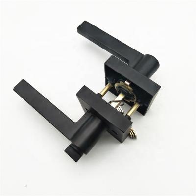 China Easy Installation Door Handle Lock Black Zinc Alloy Powder Coating Door Lever For Entrance Wooden Door for sale