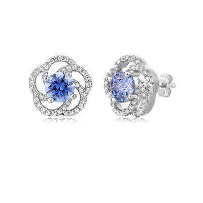 China TRENDY Fashion Modern Flower 925 Blue Ribbon For Ladies Earrings for sale