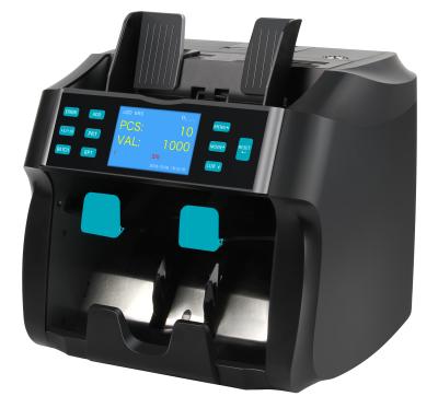 China With Built-in Printer 2/Two Pockets Mix Value Bill Banknote Money Cash Currency Counting Machine 2 Value Counter and Sorter CIS for sale