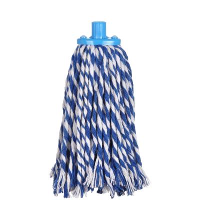 China Sustainable Cotton Yarn Broom Refill With High Quality White And Blue Color Broom Head for sale