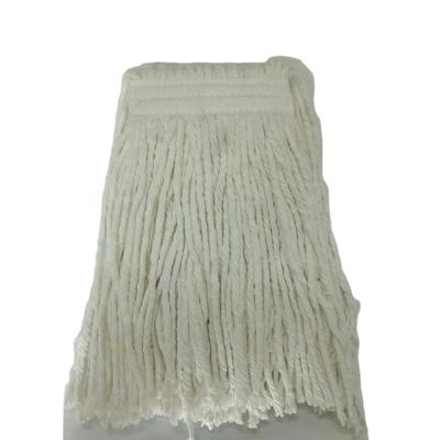 China B11066 Viable Cut End Milk White Rubbing Cotton Mop Head Industrial Refill Wet Spin Mop Head for sale