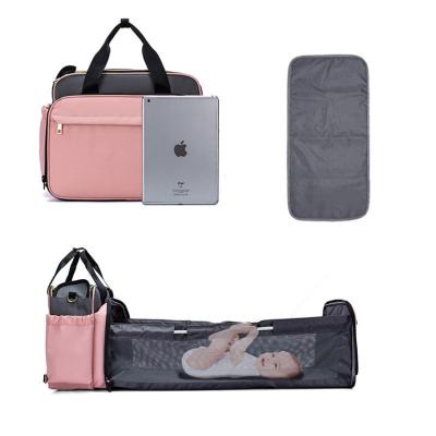 China Anti-theft Factory Custom Design Maternity Diaper Tote Bag With Pocket Folding Nappy Bag Folding Hutch Mum Bag Baby Diaper Bag for sale