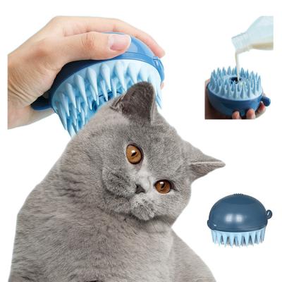 China Amazon New Stocked Cat Grooming Comb Pet Bath Brush Dog Massager Silicone Bath Pet Brush for sale