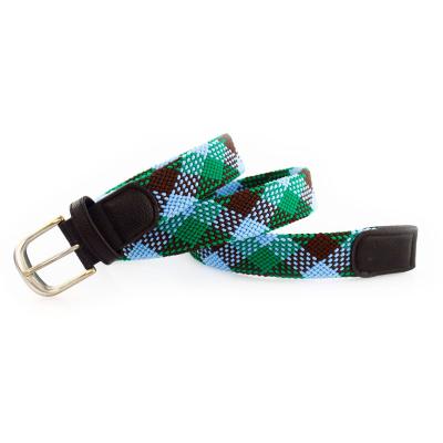 China Fashion.Casual New Trending 2022 Women Belt Pin Buckle Checked Webbing Belts Casual &accessories Green Color for sale