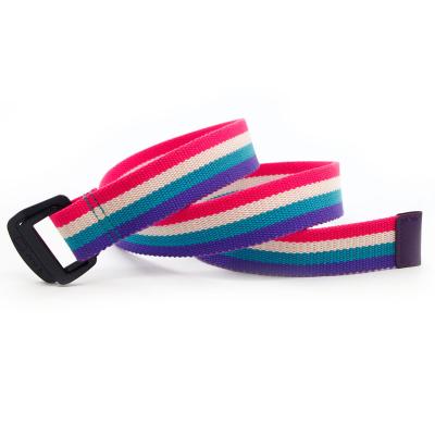 China Fashion Casual Best Selling Finish Buckle Multiple Color Rainbow Webbing High Quality Baking Unisex Belt for sale