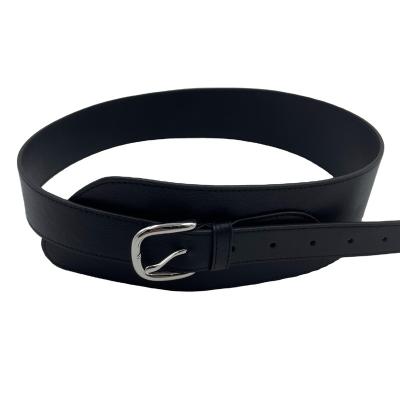 China Grace Vintage Wide Black Pu Fashion Leather Belt Female Women Brand Designer Belts for sale