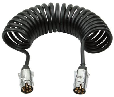 China Soft Metal 7p Plug To 7p Metal Plug Trailer Plug Aluminum Sprial 12v Cable For Truck for sale