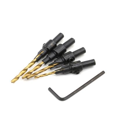 China 5pcs Drilling Countersink Drill Woodworking Woodworking Drill Bits Set Drill Pilot Holes For Screw Sizes #5 #6 #8 #10 #12 for sale