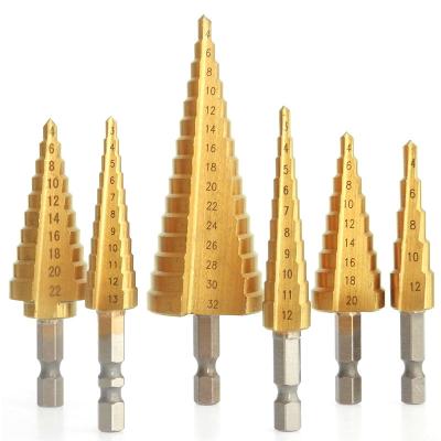 China For Titanium Metal 3pc HSS 4-12mm 4-20mm 4-32mm Step Drill Bit in Bubble Shell for sale