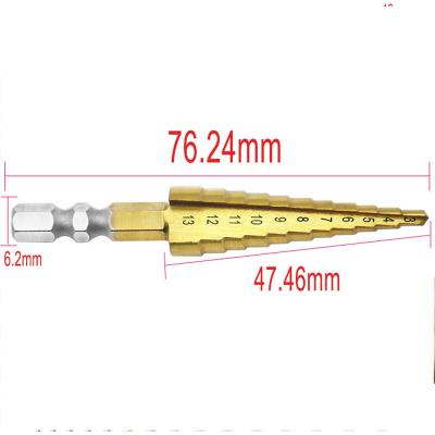 China For Metal 3-13mm HSS Drill Bit Taper Core Hex Shank Reaming Drill Bit For Metal HSS Wood Titanium Coated Step Drill Bit for sale