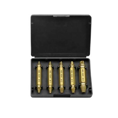 China 5pc HSS4341 Wood Titanium Coating China Wholesaler Damaged Broken Bolt Screw Extractor Set for sale