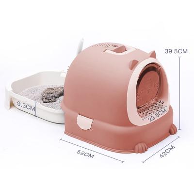 China Double Layer Cheap Viable Cat Litter Box With Sifter Folding Cat Litter Box With Scoop Cat Litter Box With Lid for sale