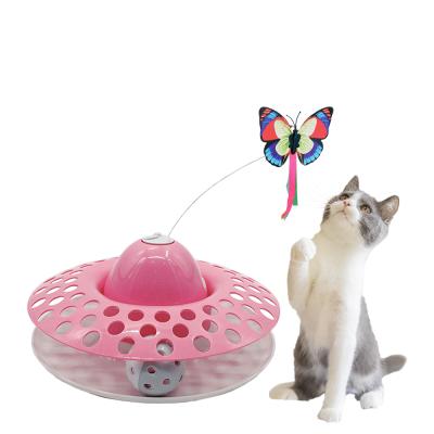 China Cat Toys To Improve Intelligence Butterfly Design Cat Stick Pet Interactivet Toy Viable Rotating Funny Set for sale