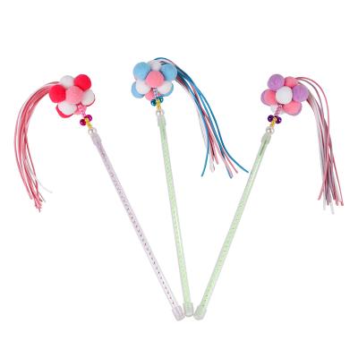 China New Viable Fairy Stick Toy Cat Supplies Funny Cat Stick Interactive Pet Candy Color Hair Ball for sale