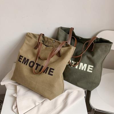 China Fashion Wholesale Letter Canvas Tote Bag Plain Fashion Handbag Tote Bag Large Capacity Designer Women Bags CY119 for sale