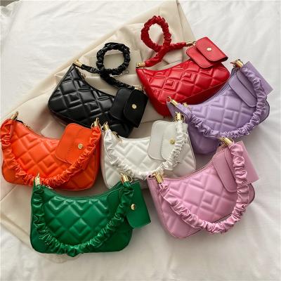 China Motion Detection Wholesale Fashion Pleated Bag For Girls 2022 Simple Newest Women Shoulder Bags Small Square Handbags A Set Of Two for sale