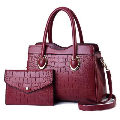 China Other Latest Trendy Pu Leather Tote Bags Women Handbags Ladies Luxury Designer Fashion Handbag With Wallet 2Pcs Set Bags For Women for sale