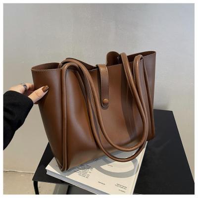 China Other High Quality PU Leather Ladies Tote Bag Fashion Solid Color Women's Tote Bags for sale