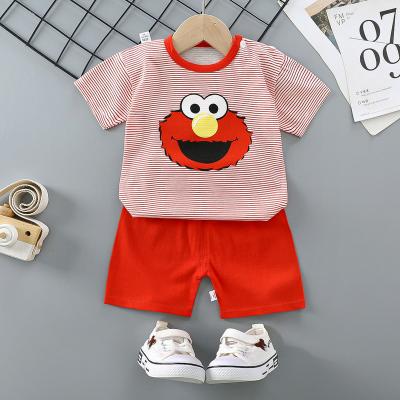 China Summer 100% cotton children's short sleeve boys' T-shirt suit girl's treasure treasure shorts children's suit wholesale for sale