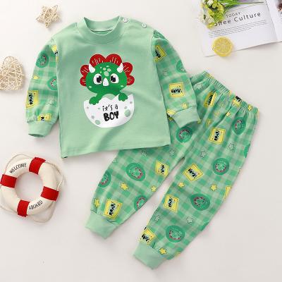 China Wholesale Breathable Hot Sale Children Sleepwear Print Cotton Animal Boys Long Sleeve Pajama Sets for sale