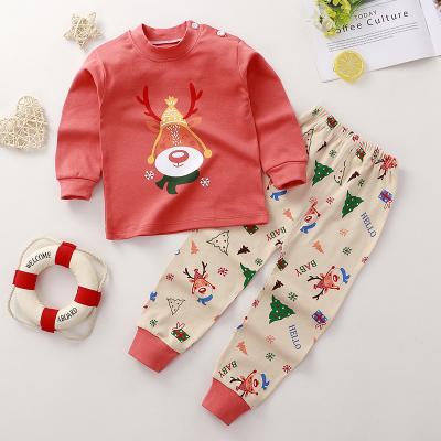 China 2022 Children's Pajamas Cotton Long Johns Suit 100% Cheap Men's and Women's Breathable Two-piece Set for sale