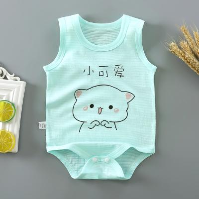 China Wholesale Soft Baby Sleeveless Rompers With Button Cartoon Flannel Toddler Boys Animal Overalls for sale