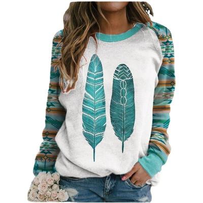 China SZ1118 Geometric Figure Round Neck Long Sleeve Printing Retro Anti-pilling Short Hoodie for sale