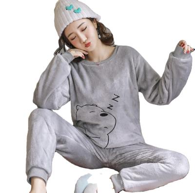 China QUICK DRY animal pajamas women sets hot sale women flannel pants long sleep velvet pajamas fuzzy set for sale