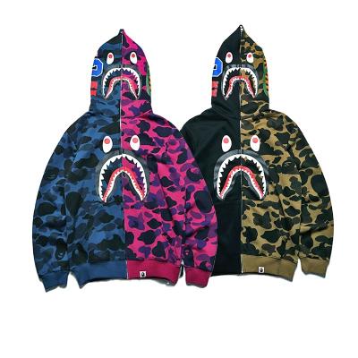 China Unisex Bape Monkey Shark Camouflage Hoodie Fashion Zipper Adult Teenage Girls Casual High Quality QUICK DRY Full Sweater for sale