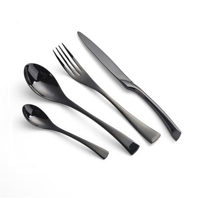 China Sustainable Titanium Planted Stainless Cutlery 4pcs Black Silverware for sale