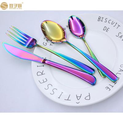 China Rainbow Viable Flatware Colorful Food Grade 304 Stainless Steel Flatware Set for sale