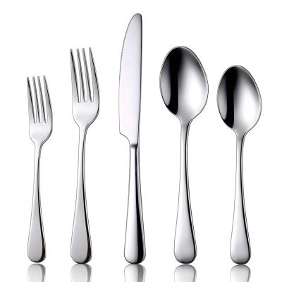 China Durable Smooth Easy Clean Silverware and Fork Set Stainless Steel Spoon Restaurant Flatware Silver Cutlery for sale