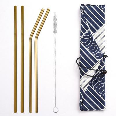 China Sustainable Stainless Steel Smoothie Straws Set With Bag Customized Logo for sale