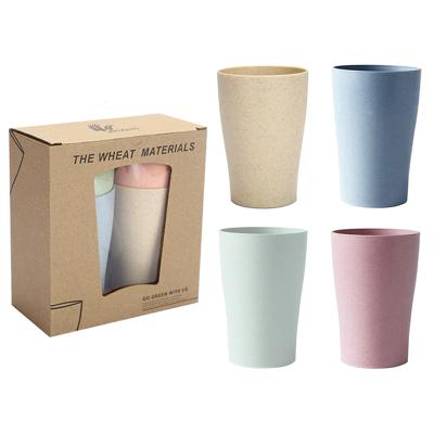 China Sustainable Biodegradable Reusable Plastic Wheat Straw Drinking Cup Toothbrush Holder Set for sale