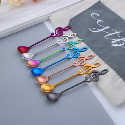 China Sustainable Stylish Music Symbol Spoon Stainless Steel Handle Dessert Coffee Stirring Spoon for sale