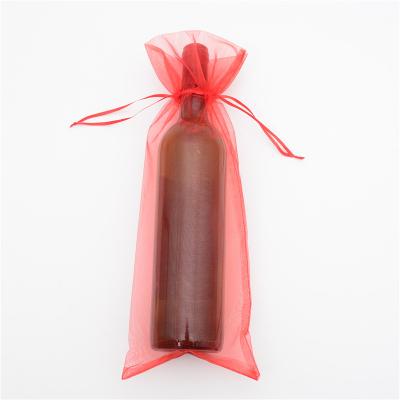 China Gauze Advent Calendar 10 PCS Red Wine Bag Organza Wine Champagne Gift Wrap Bottle Cover Drawstring Red Wine Bag for sale